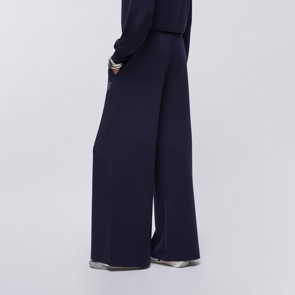 Pantalon évasé en néoprène bleu foncé, LIU JO