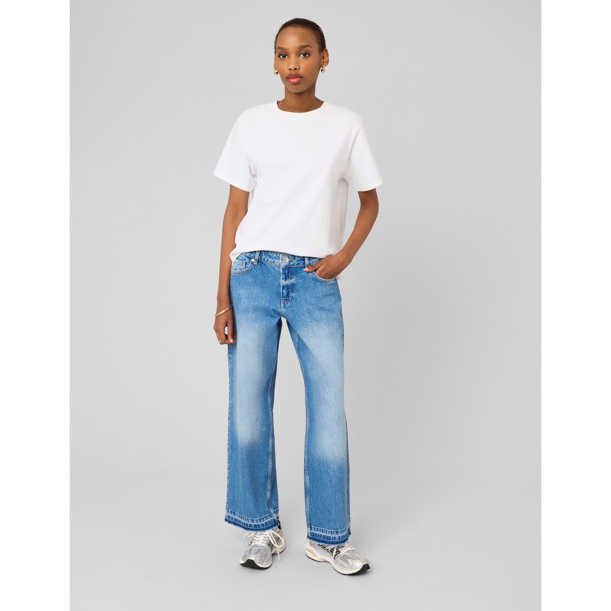Jean straight taille basse bleu moyen, BZB