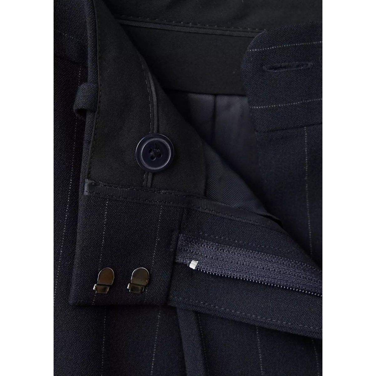 Pantalon pinces rayures tennis bleu marine, MANGO