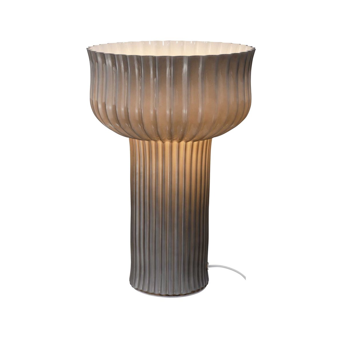 Lampe à poser en verre strié, NEMONE gris, C-CREATION