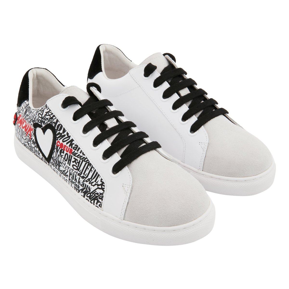 Baskets En Cuir Simone International Love blanc, BONS BAISERS