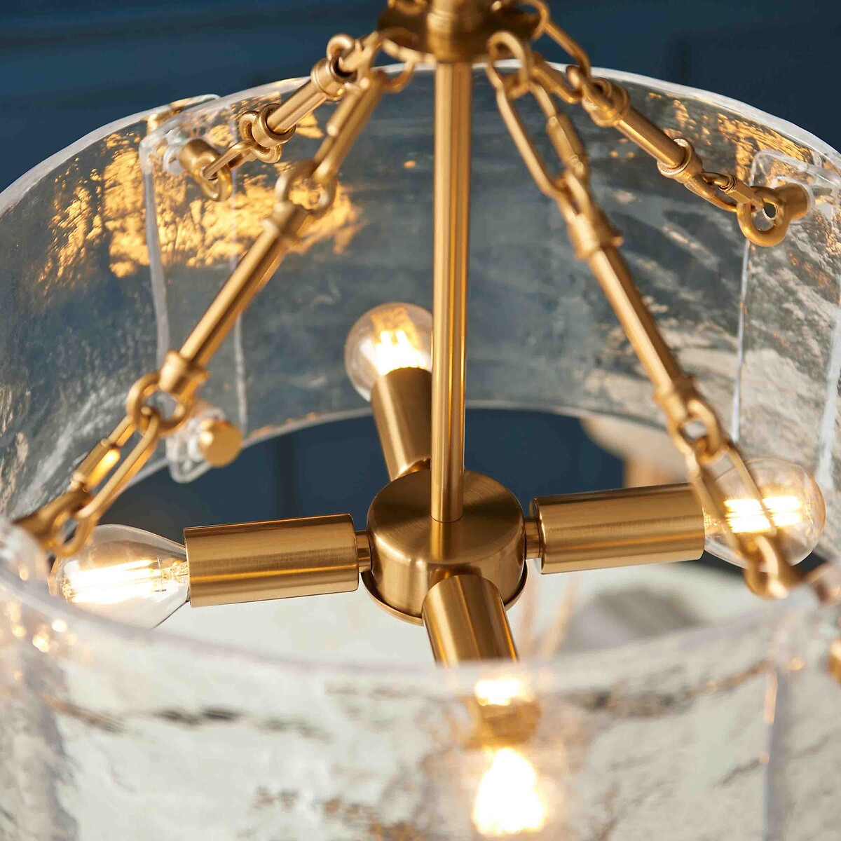 Kobe 4-Light Hammered Glass Pendant Light brass, ÉDITÉ