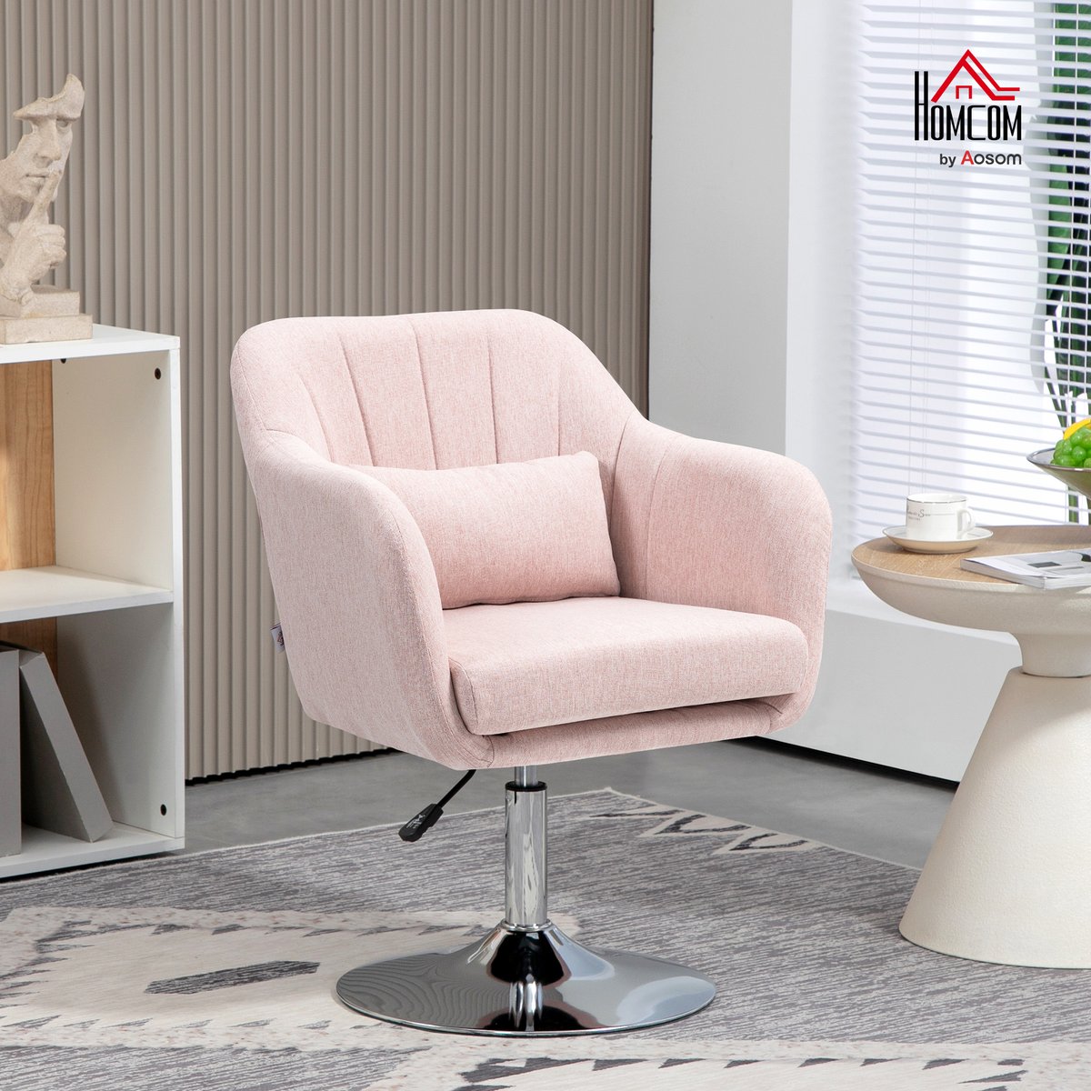 Accent Chair Lin (100% polyester) Rose rose, HOMCOM