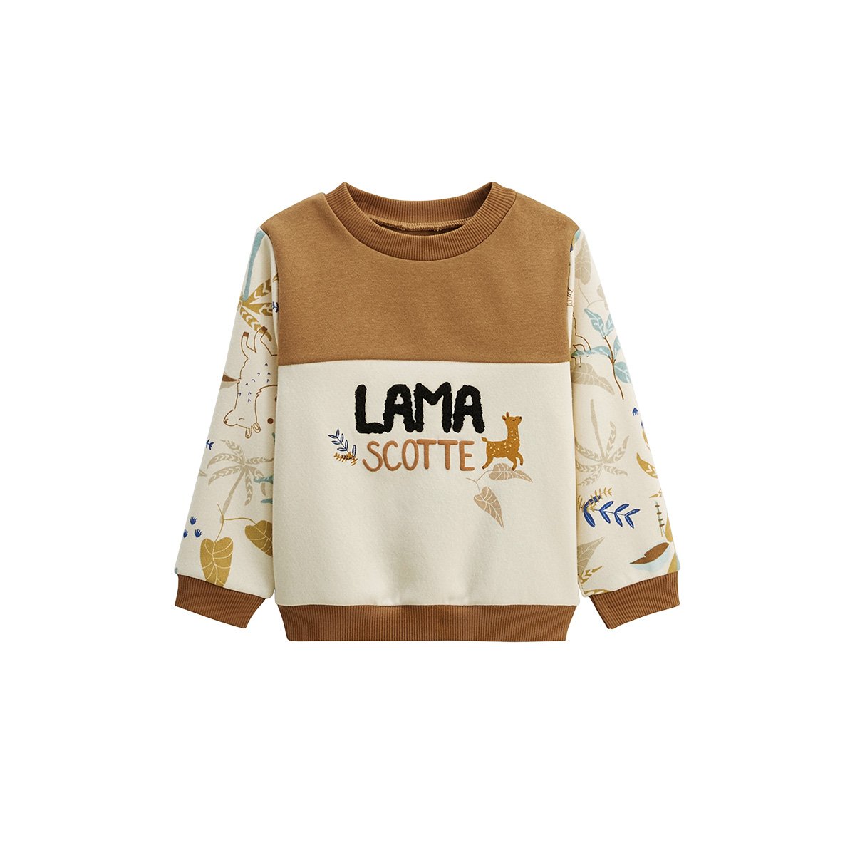 Sweat-shirt enfant en molleton Lamascotte ecru, PETIT BEGUIN
