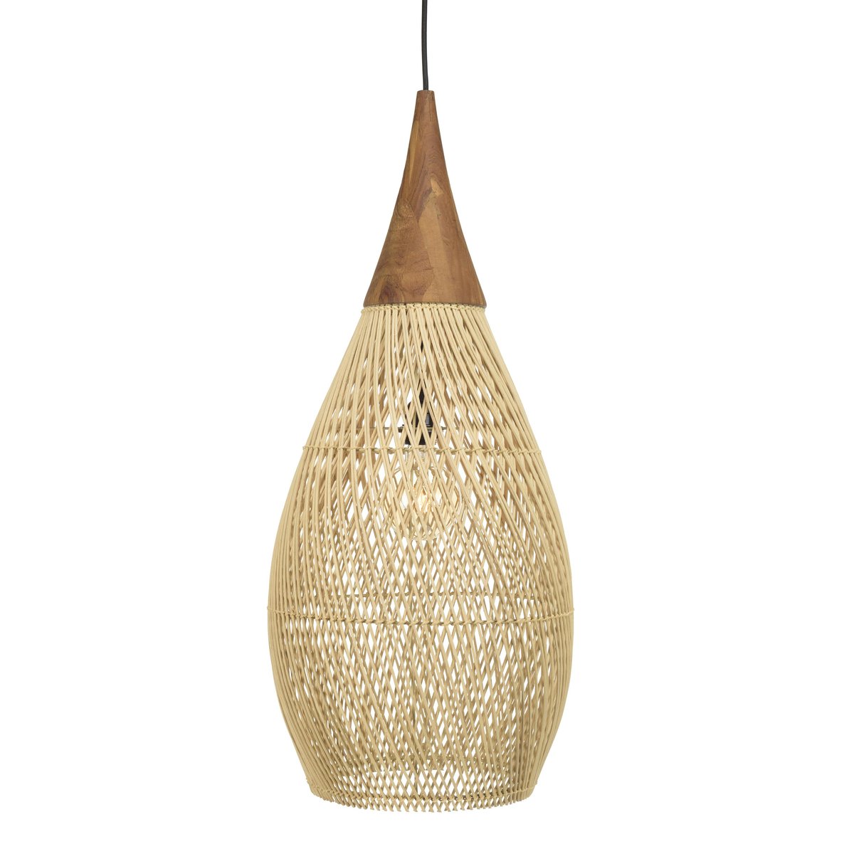 Suspension goutte en rotin 35cm FOLELLI ecru, PIER IMPORT