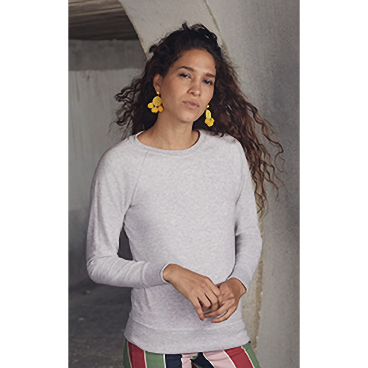 Sweat-shirt, Manches Raglan gris, FRUIT OF THE LOOM
