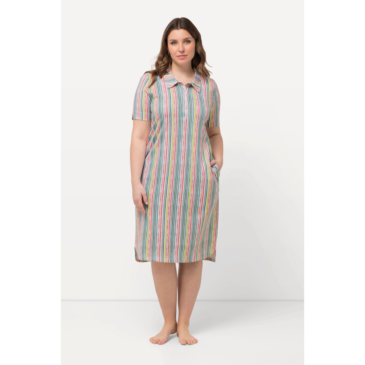 Chemise de nuit à rayures corail clair, ULLA POPKEN