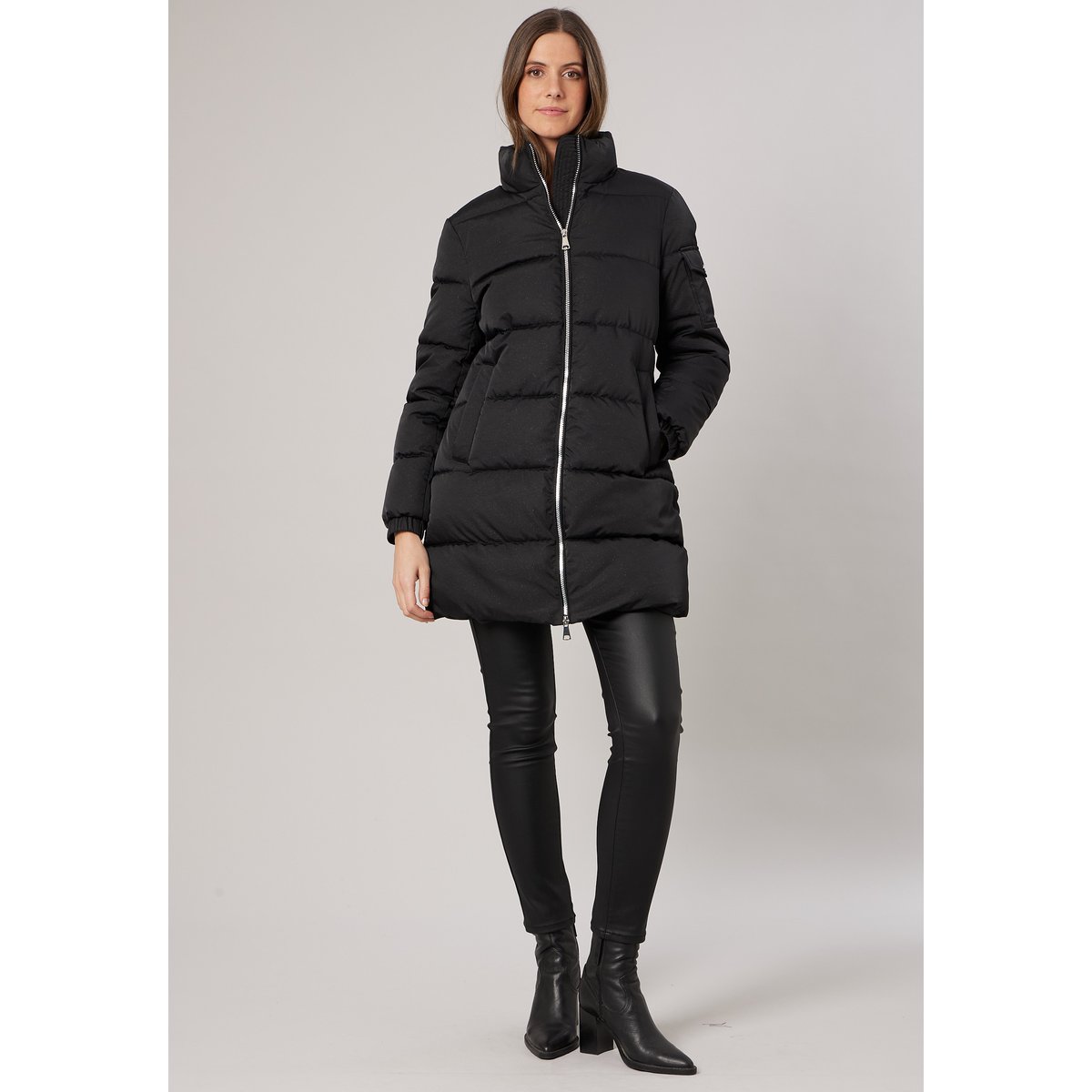 Doudoune mi-cuisse regular femme col montant JUDITE black, DEELUXE