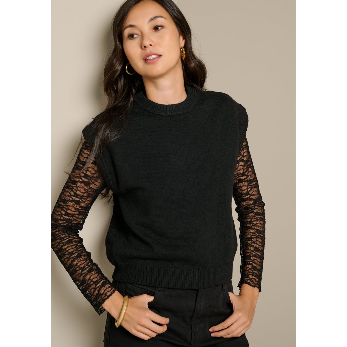 Pull sans manches noir, LOLALIZA