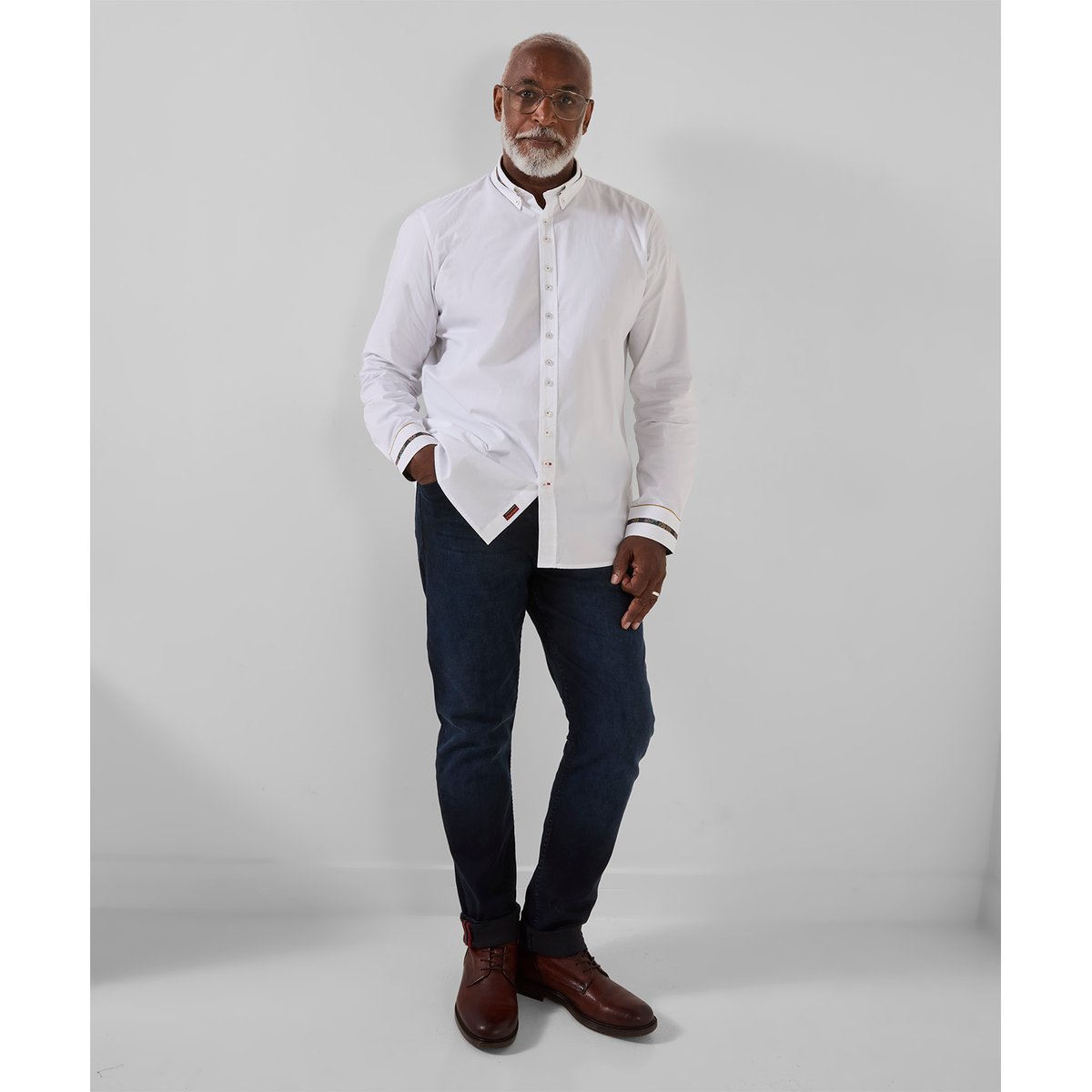 Chemise Chic à Col Créatif blanc, JOE BROWNS
