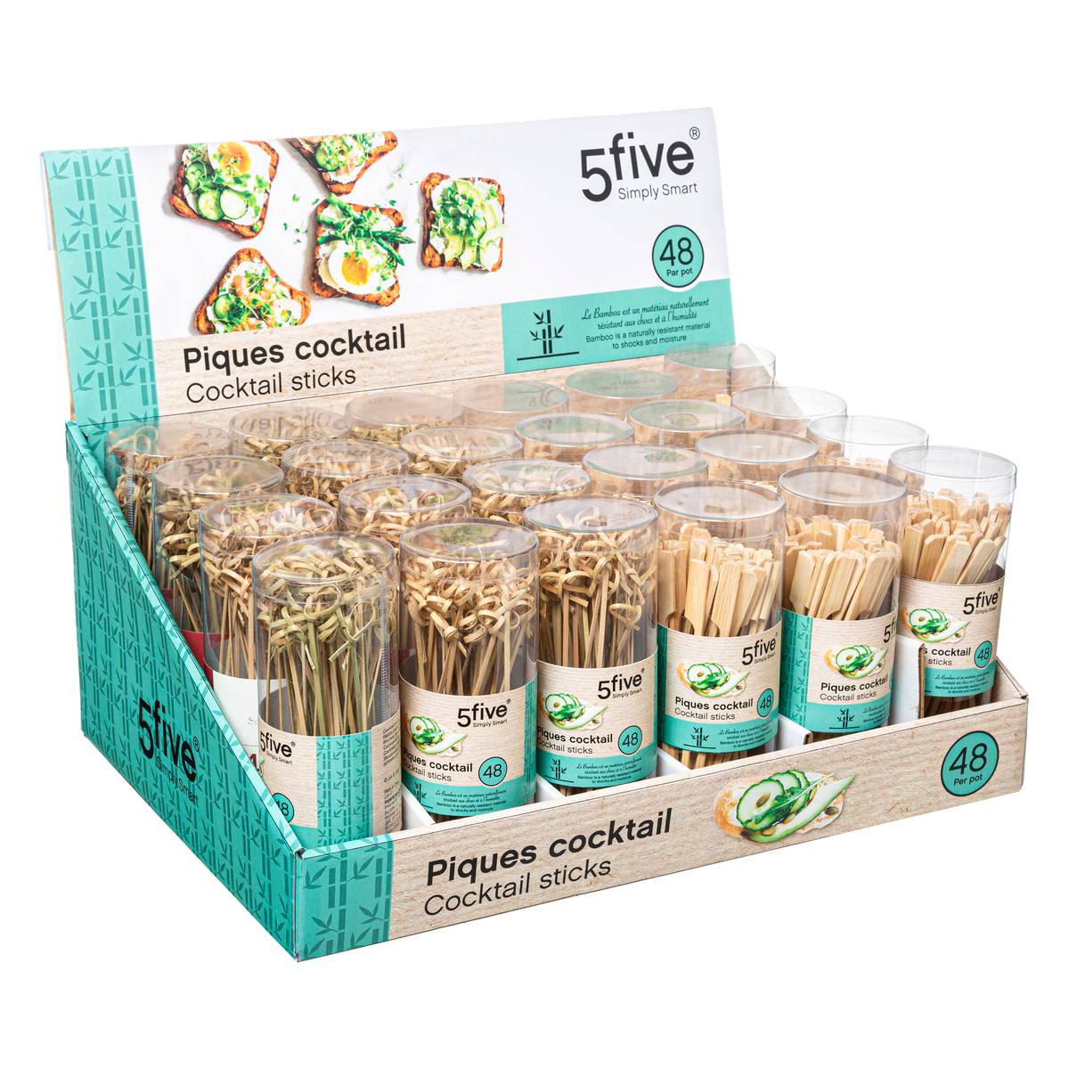 Lot de 48 piques BAMBOU CUISINE marron, 5FIVE SIMPLY SMART