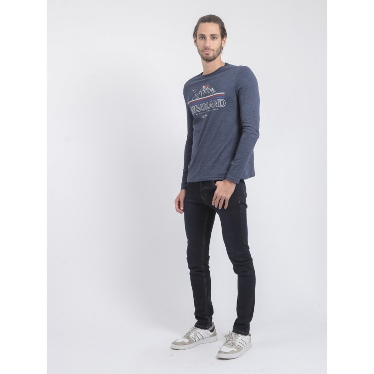 T-shirt Manches Longues Col Rond Jorimux bleu marine, RITCHIE