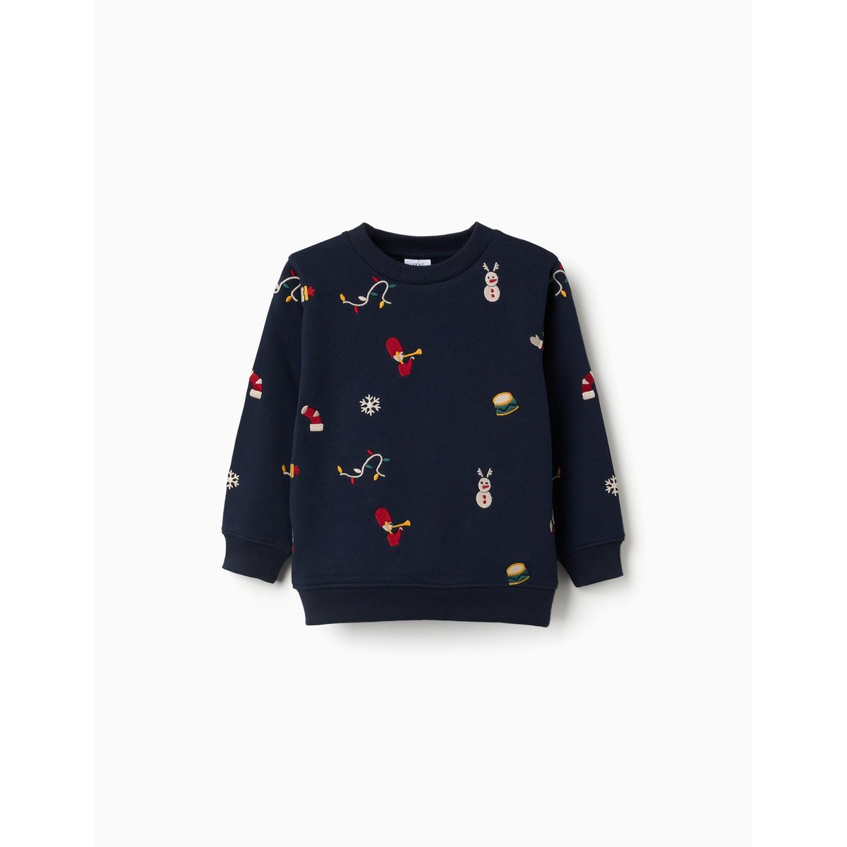 Sweat en coton peigné avec motif festif bleu foncé, ZIPPY
