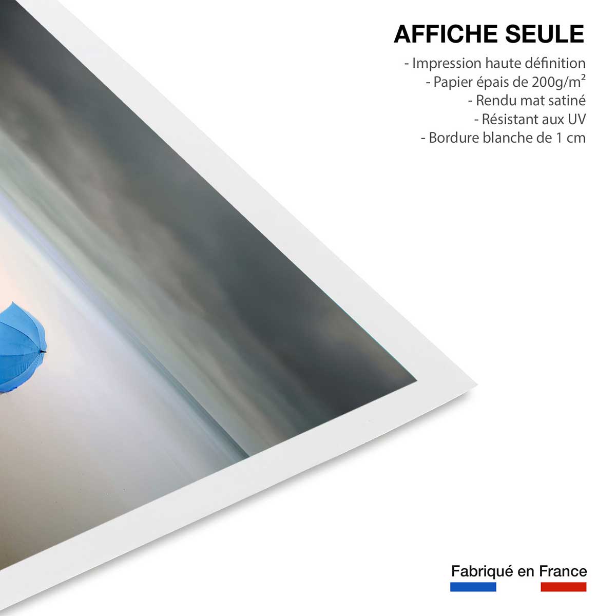 Poster parapluie bleu affiche seule, HEXOA