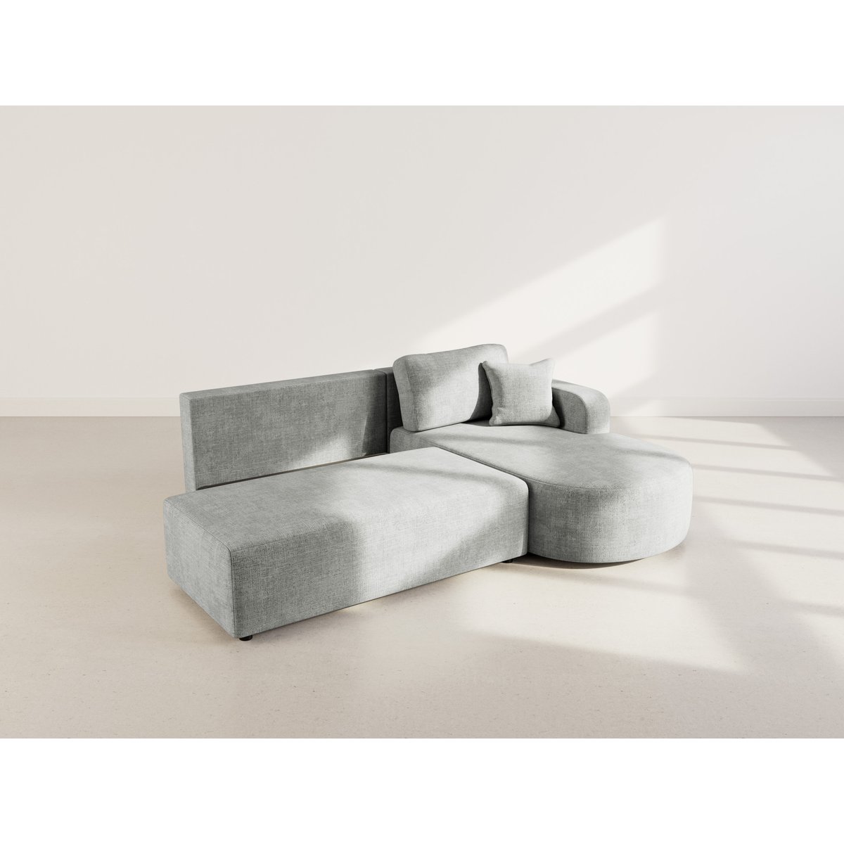 Canapé angle droit convertible velours texturé, MIRO gris, BEST MOBILIER