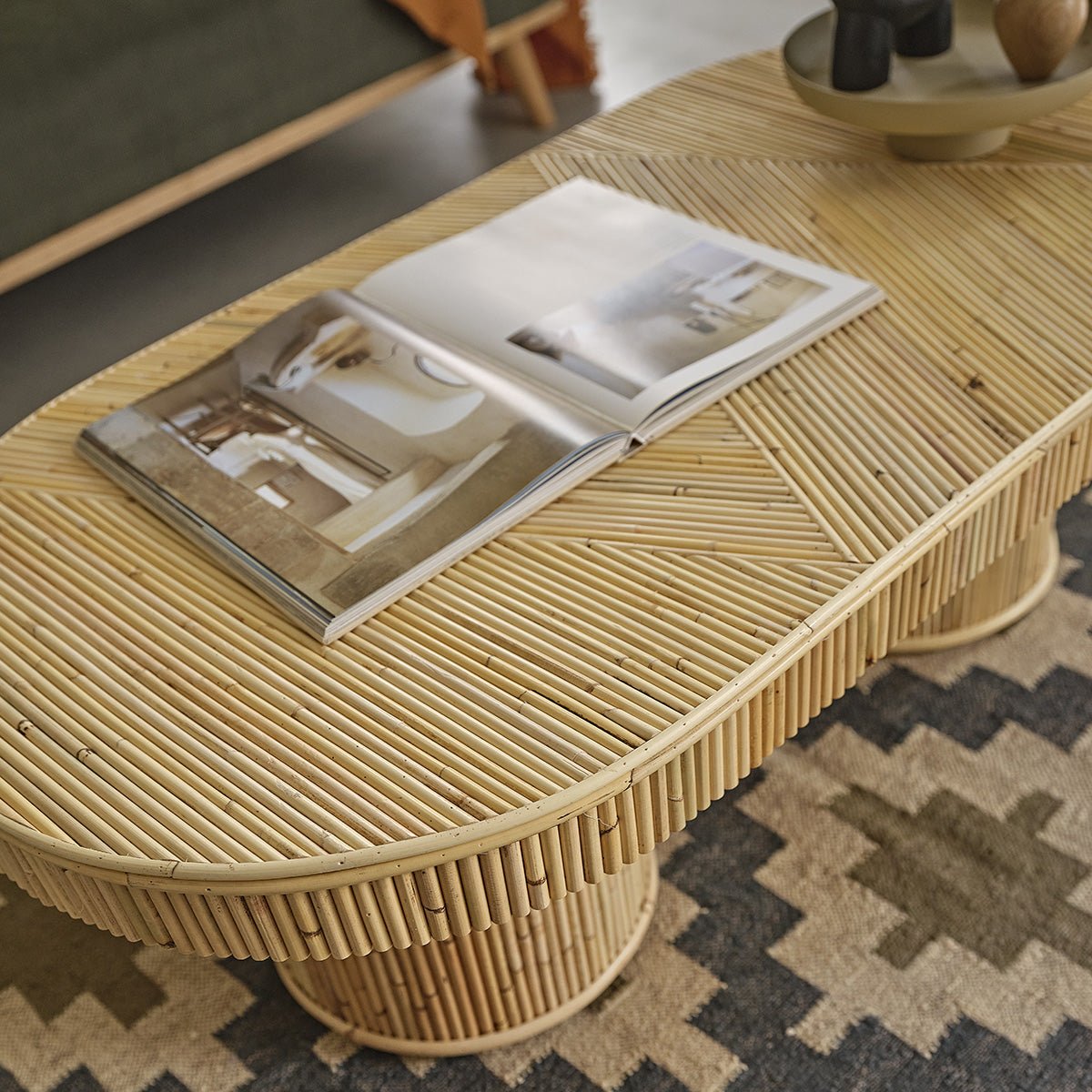 Table basse en canne de rotin 120 cm  ALMA naturel, BERAH GETAH