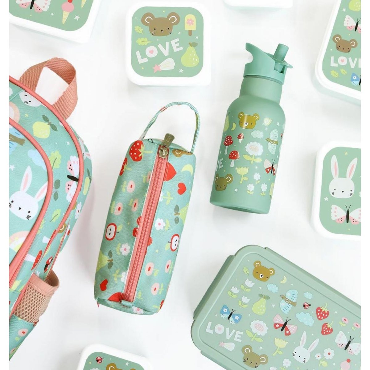 Trousse scolaire enfant avec poignée bleu joie, A LITTLE LOVELY COMPANY
