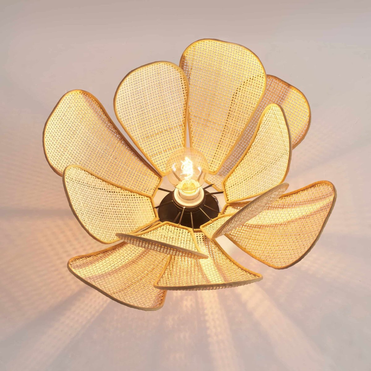 Plafonnier pétales en rotin - MARIELLA beige, KOSILUM