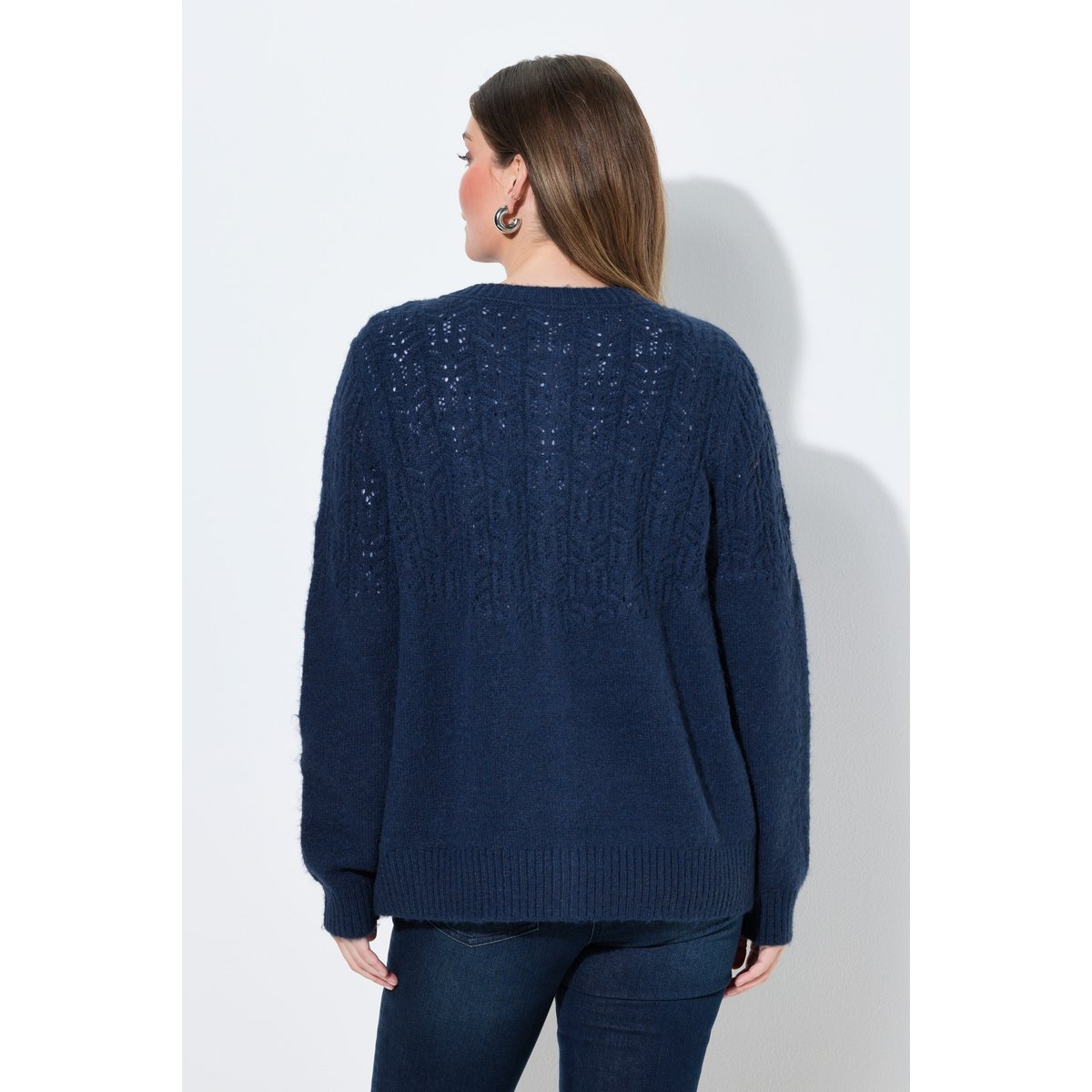 Cardigan col rond et manches longues marine, ULLA POPKEN