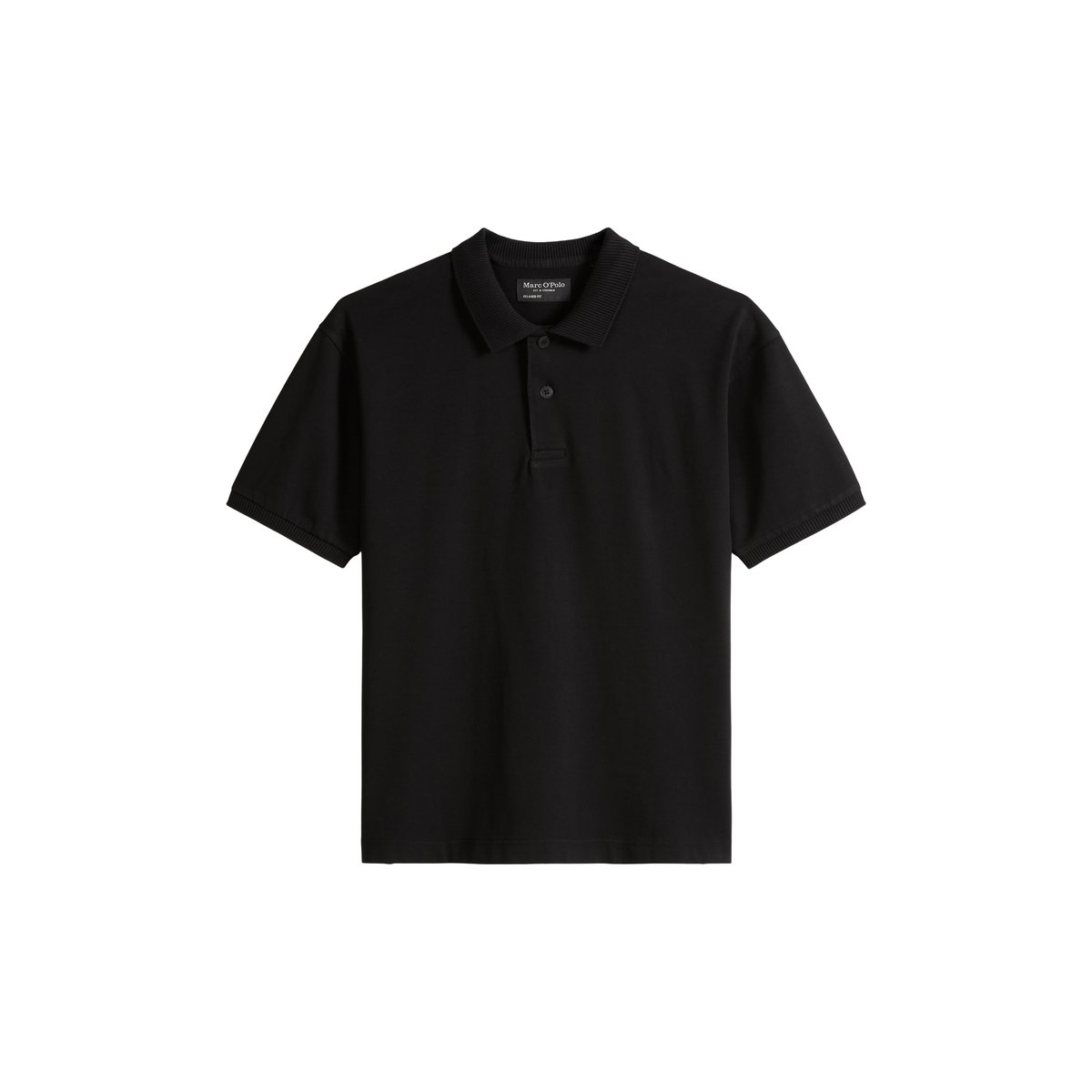 Polo loose en jersey de coton bio épais noir, MARC O'POLO