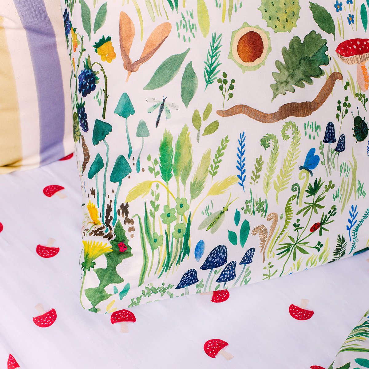 Parure de lit imprimée 100% coton, FAUNE ET FLORE multicolore, WEE BLUE BELL
