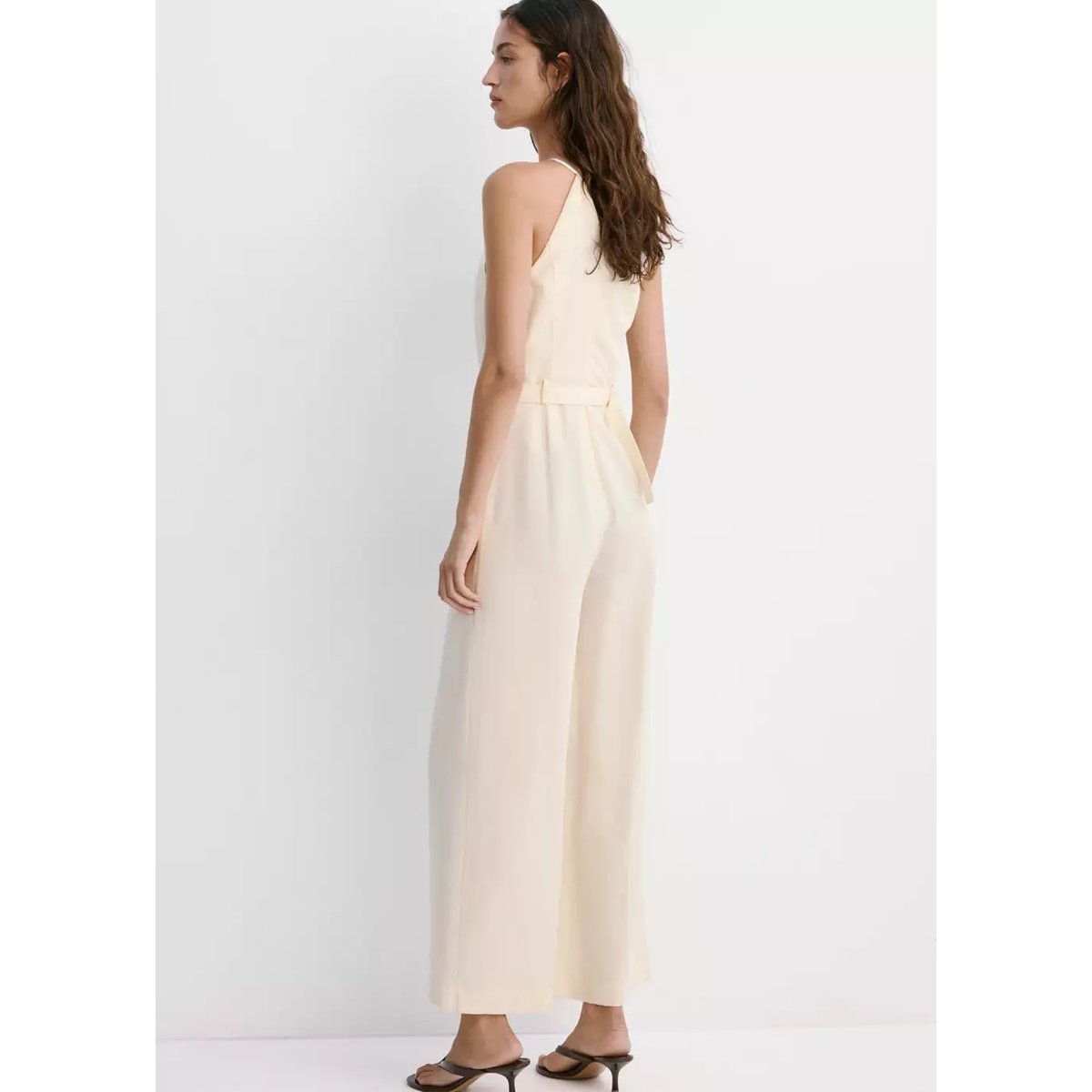 Combinaison halter détail ceinture écru, MANGO