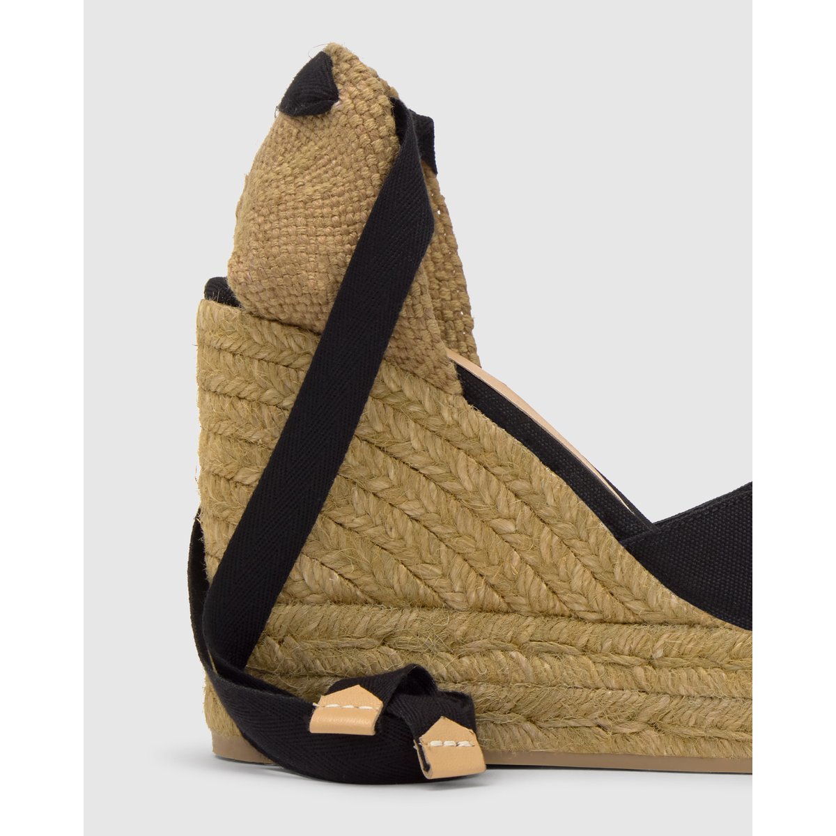 Espadrilles compensées en jute tressée à découpe en V CHIARA PLATFORM noir, CASTANER