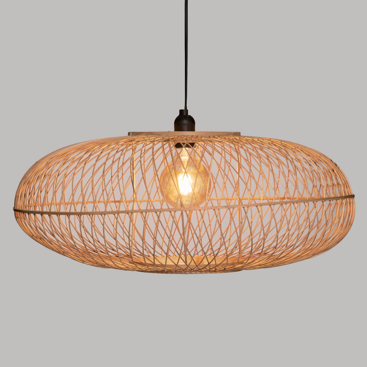 Suspension arrondie en bambou tressé LOREN beige, ATMOSPHERA