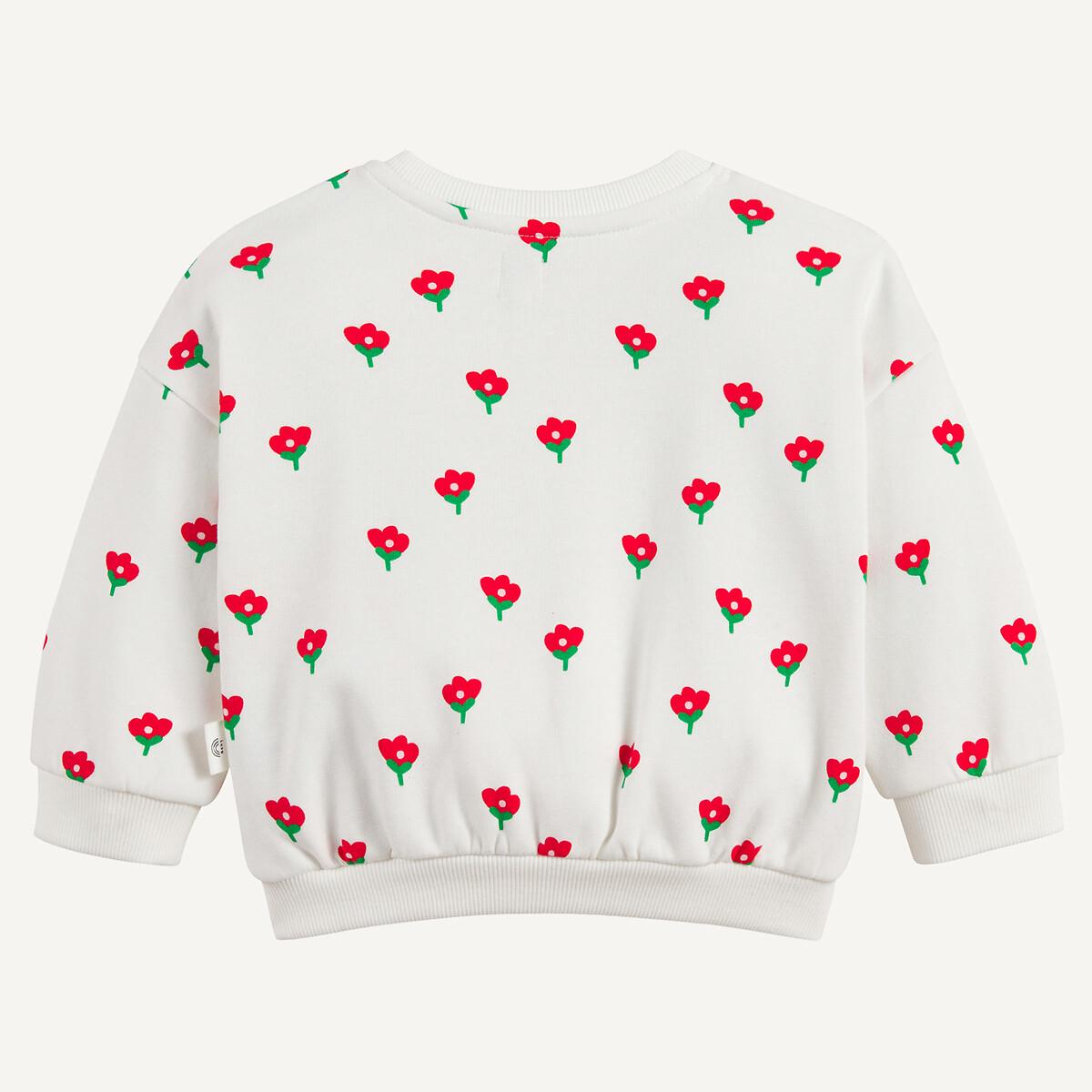 Sweat col rond pressionné, imprimé fleurs imprimé écru, LA REDOUTE COLLECTIONS