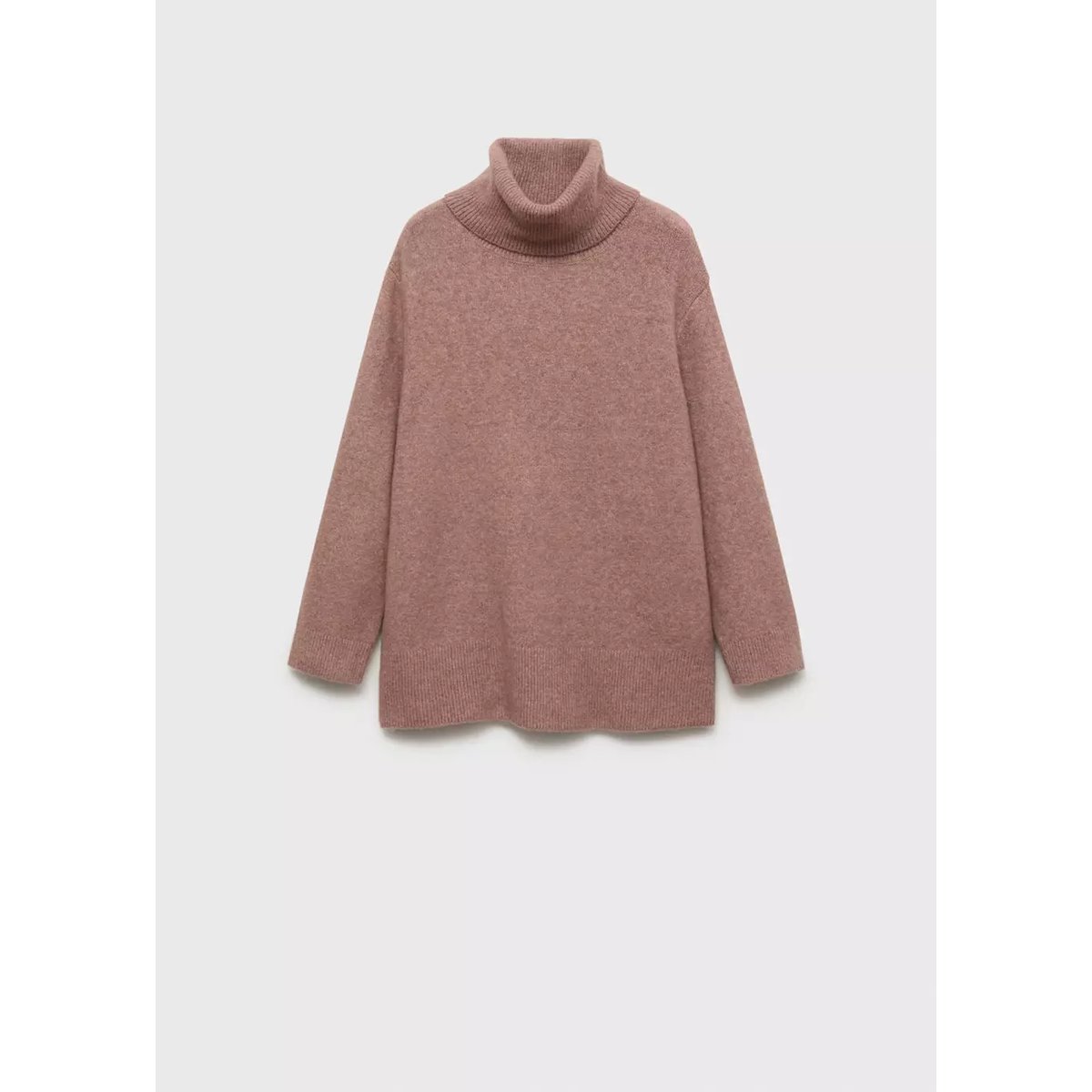 Pull-over maille col montant marron moyen, MANGO
