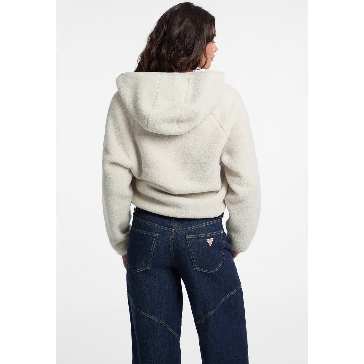 Veste Sherpa À Capuche crème, GUESS JEANS