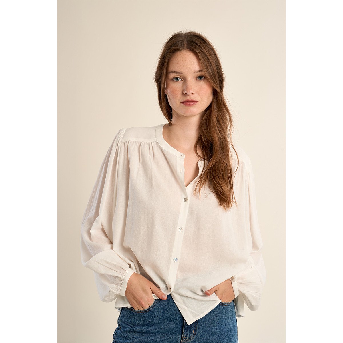 Chemisier manches longues blanc, MOLLY BRACKEN