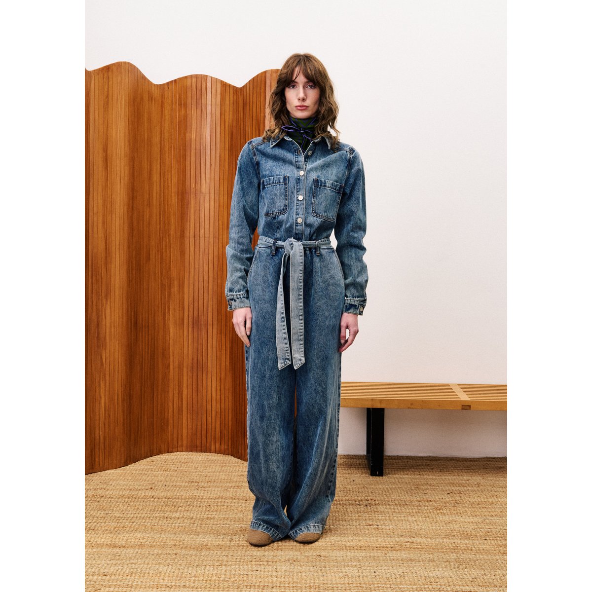 Combinaison en coton VERVEINE bleu jean, FRNCH