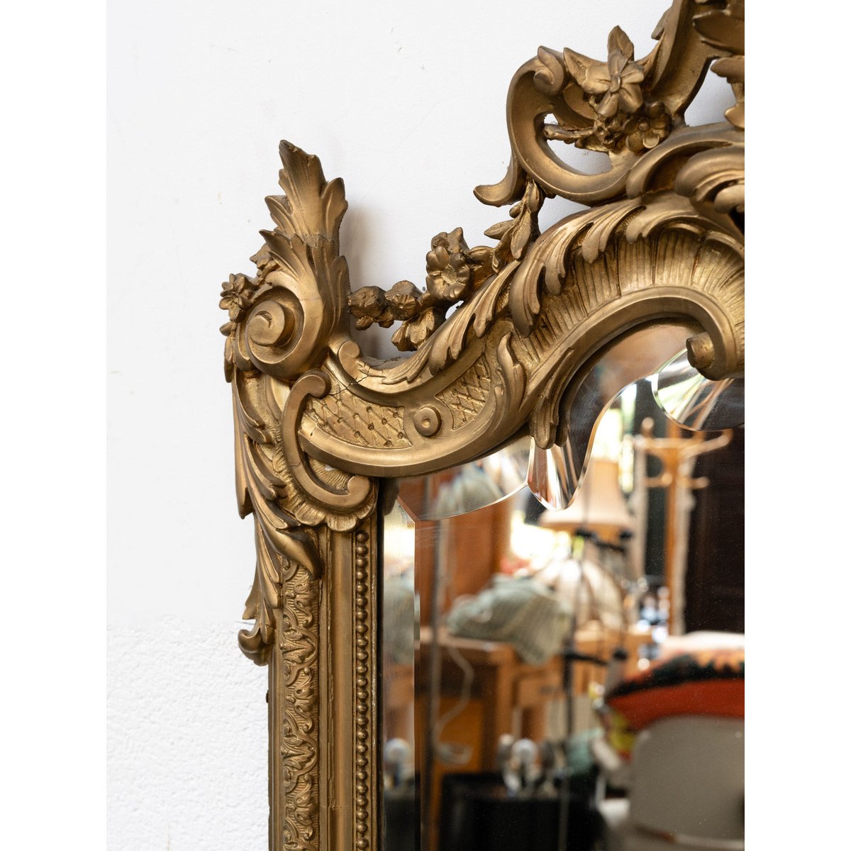 Grand miroir ancien sculpté style Louis XV Georges N°1382 - Bon état miroir, DEBONGOUT