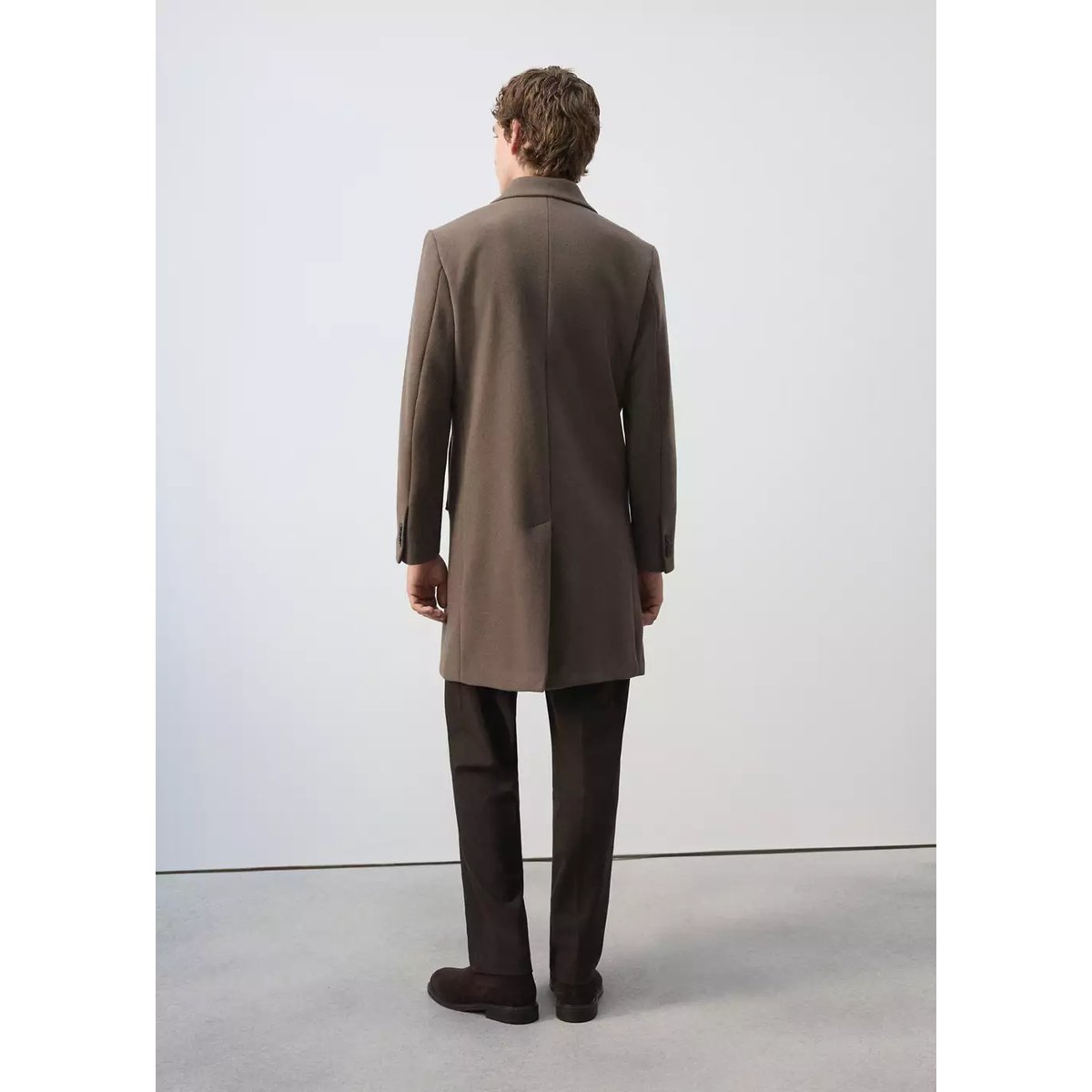 Manteau laine mélangée boutons gris foncé, MANGO MAN