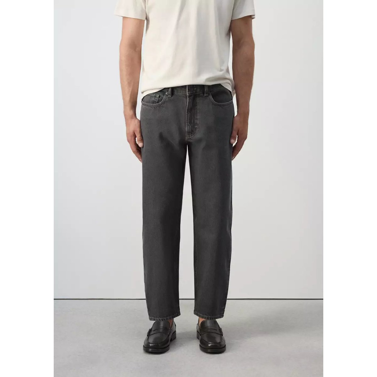 Jean Sammy court coupe carotte gris, MANGO MAN