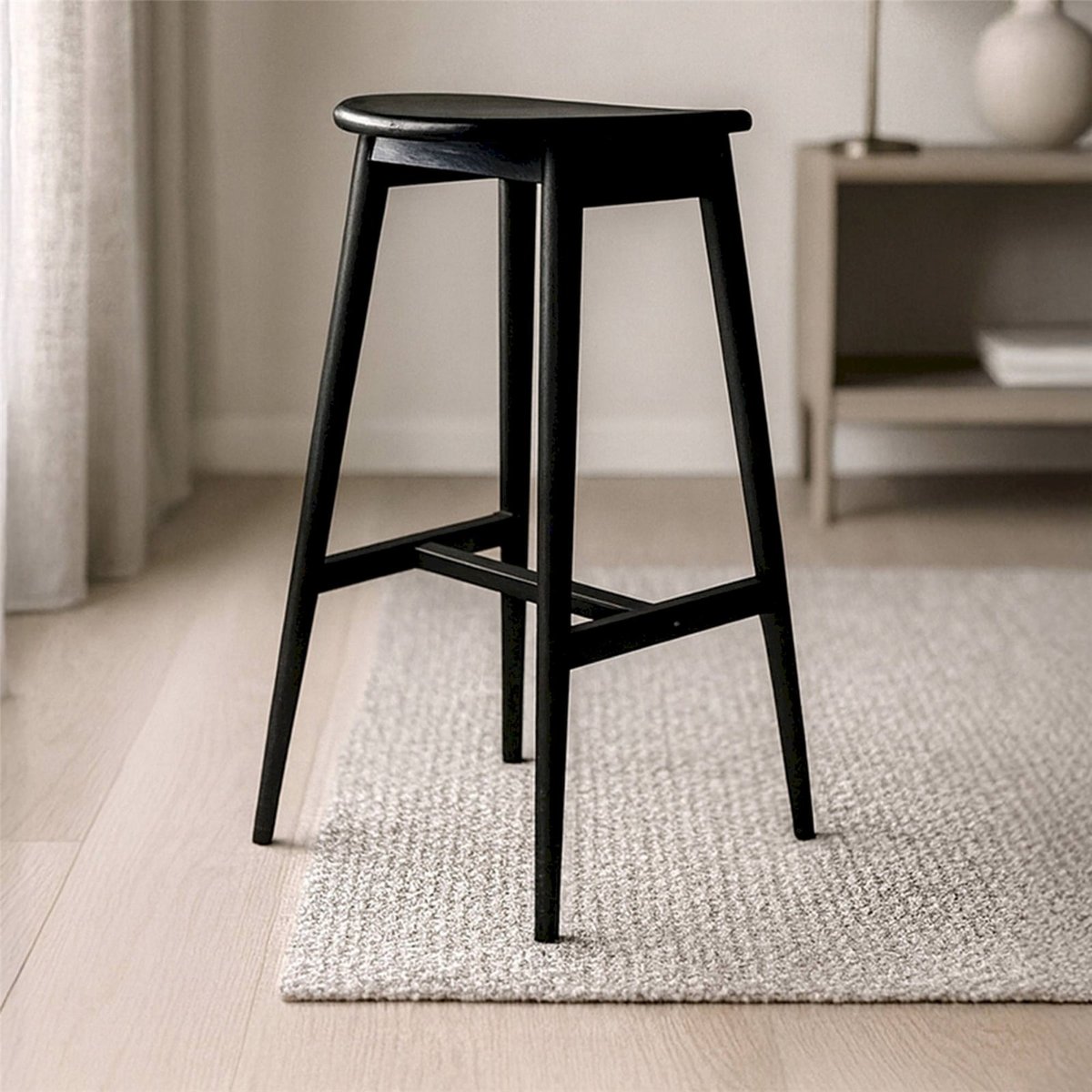 Tabouret de bar en bois collection ORUST noir, RECOLLECTION