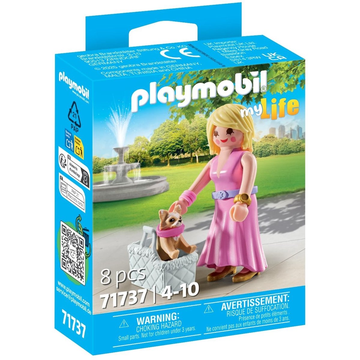 Dame avec Chihuahua et le panier pour le transport multicolor, PLAYMOBIL