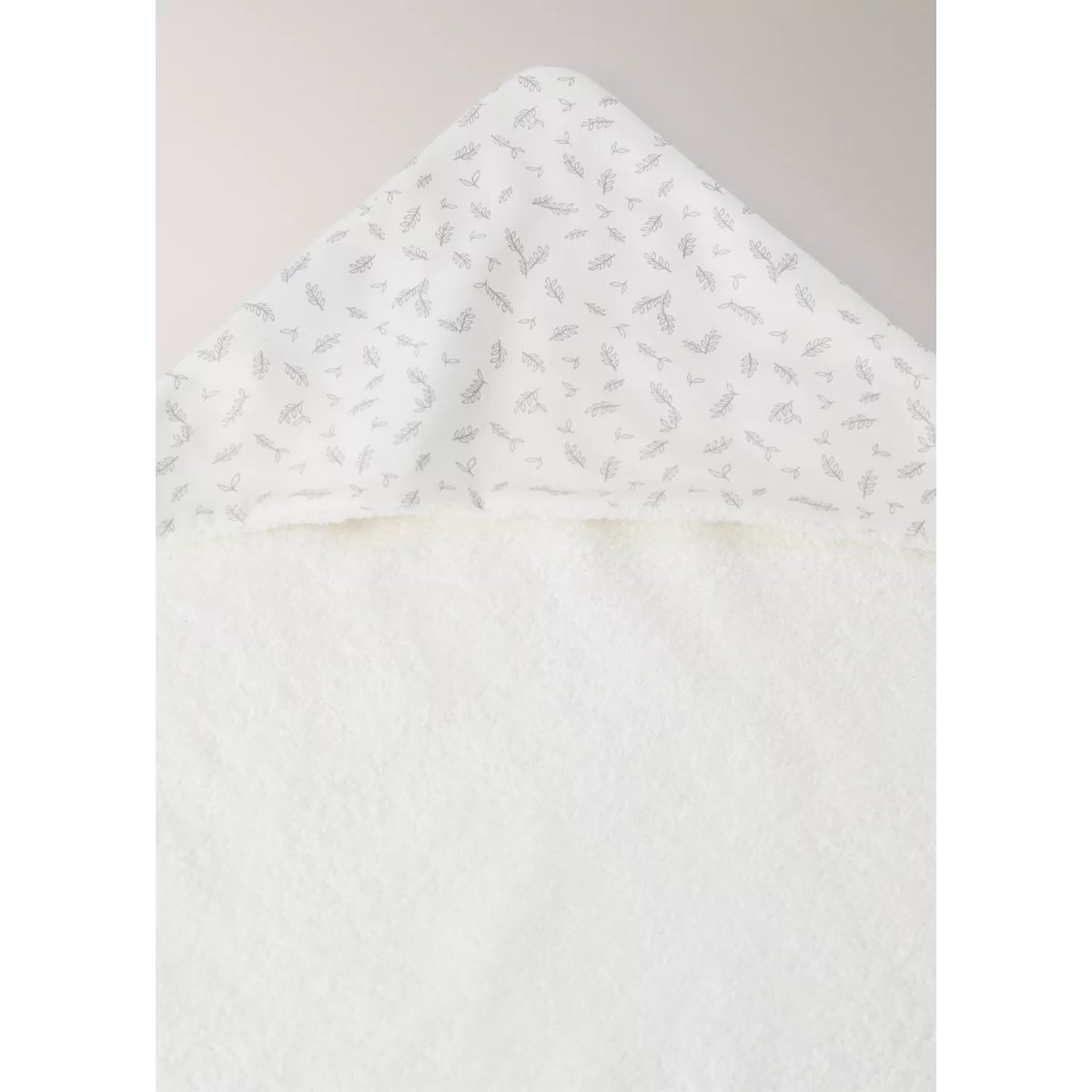 Peignoir à capuche en coton imprimé écru, MANGO HOME