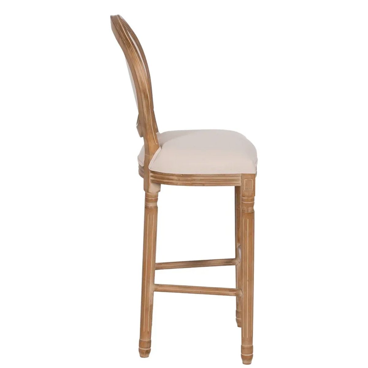 Tabouret de bar classique bois et tissu blanc 45x55x116cm bois, WADIGA