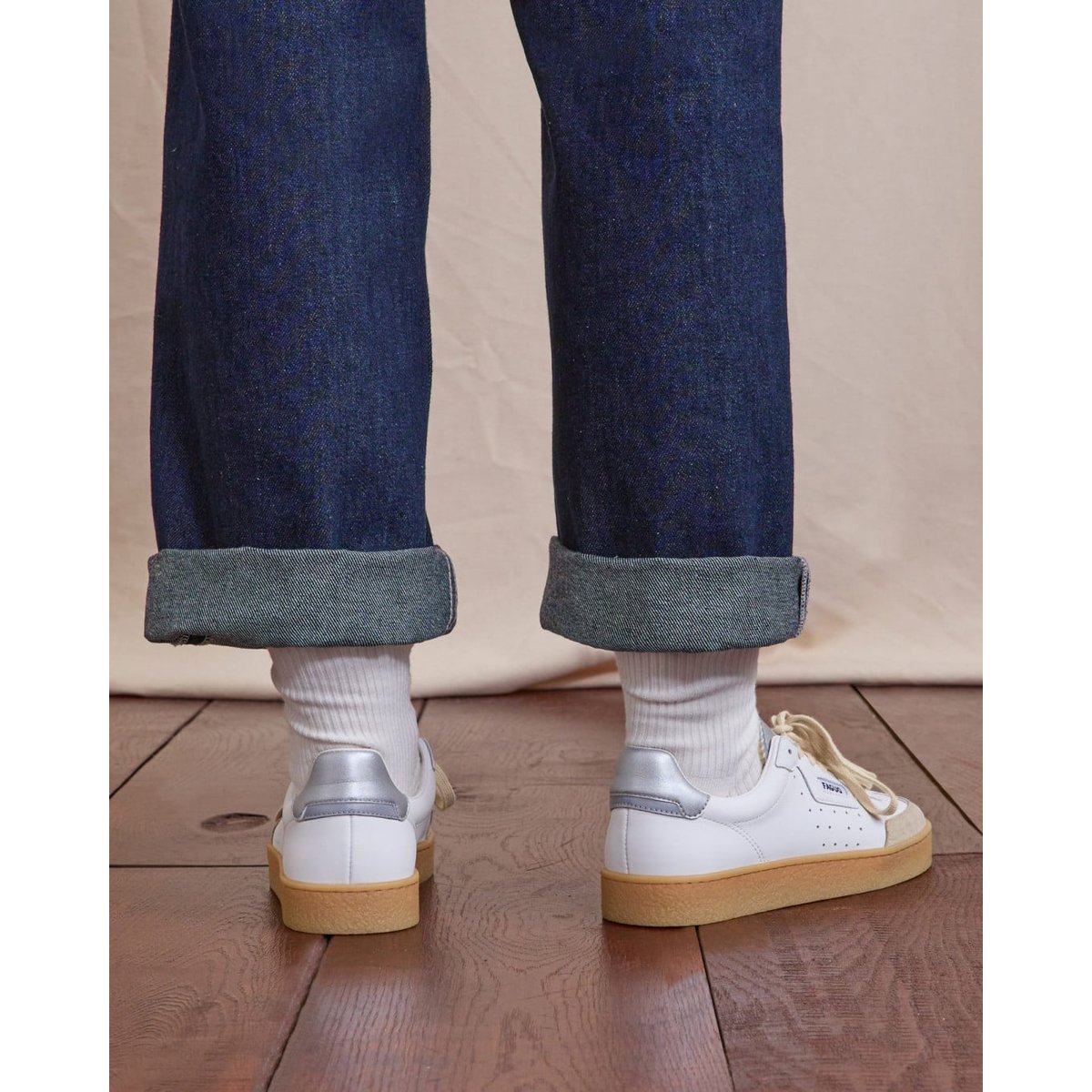 Baskets basses cuir suede LUMBO blanc, FAGUO