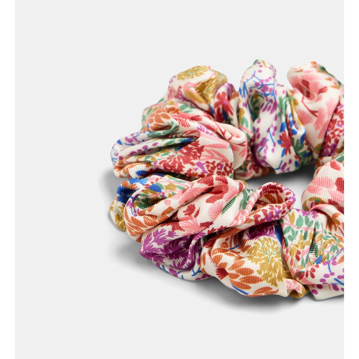Chouchou flavie c en soie à motif floral multicolore, GALERIES LAFAYETTE