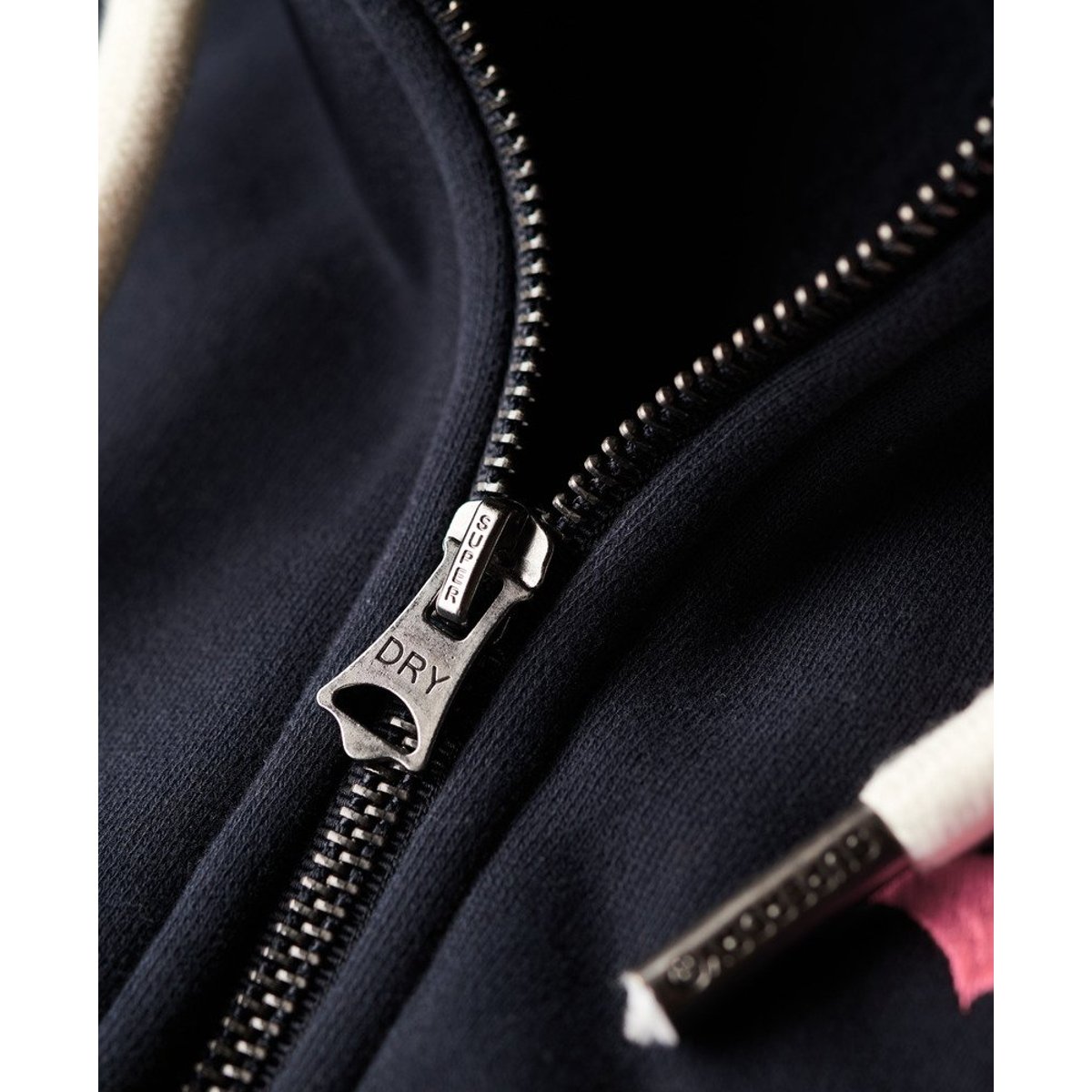 Sweat à capuche zippé à motif fluo bleu marine éclipse, SUPERDRY