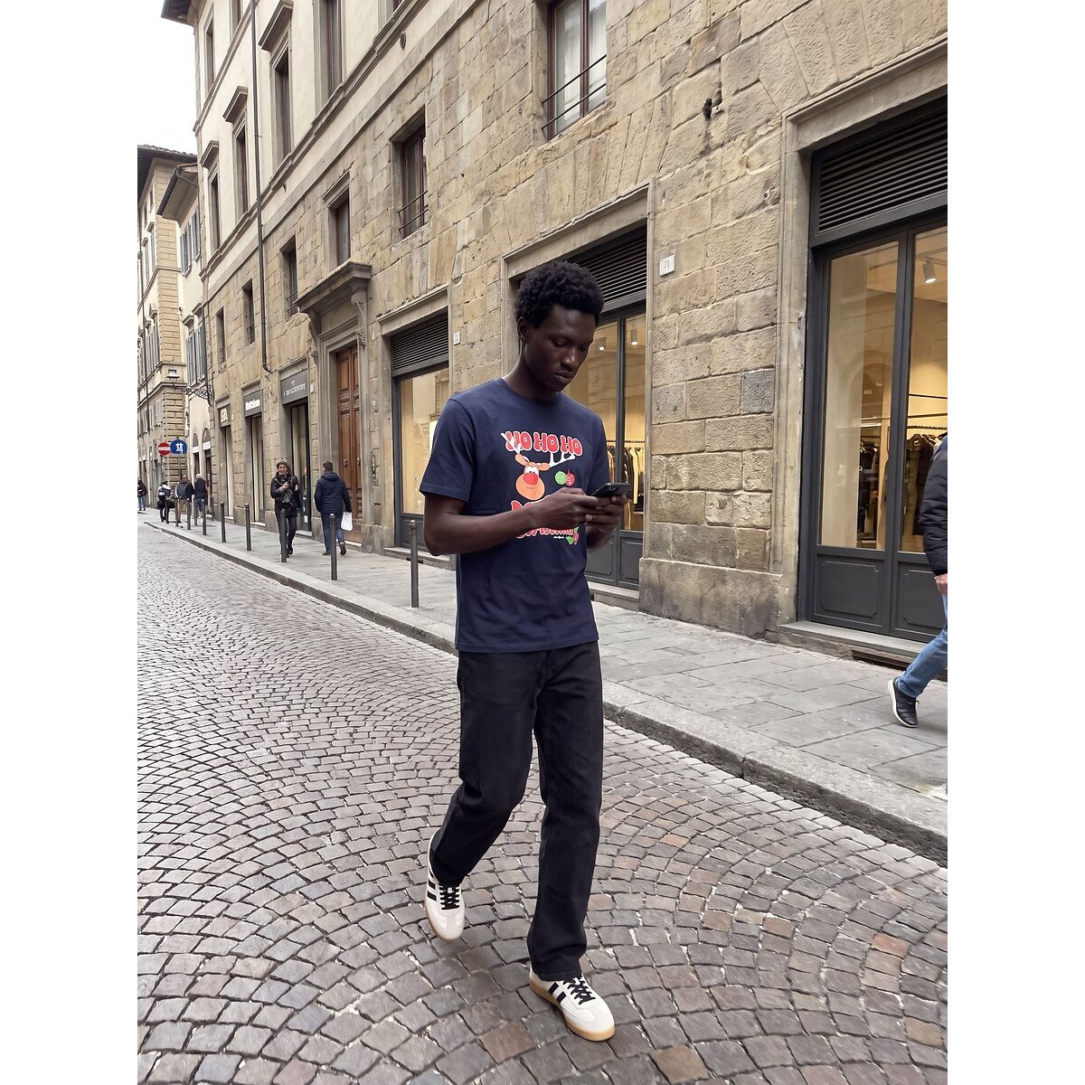 T-shirt manches courtes, col rond, XMAS bleu marine, JACK & JONES