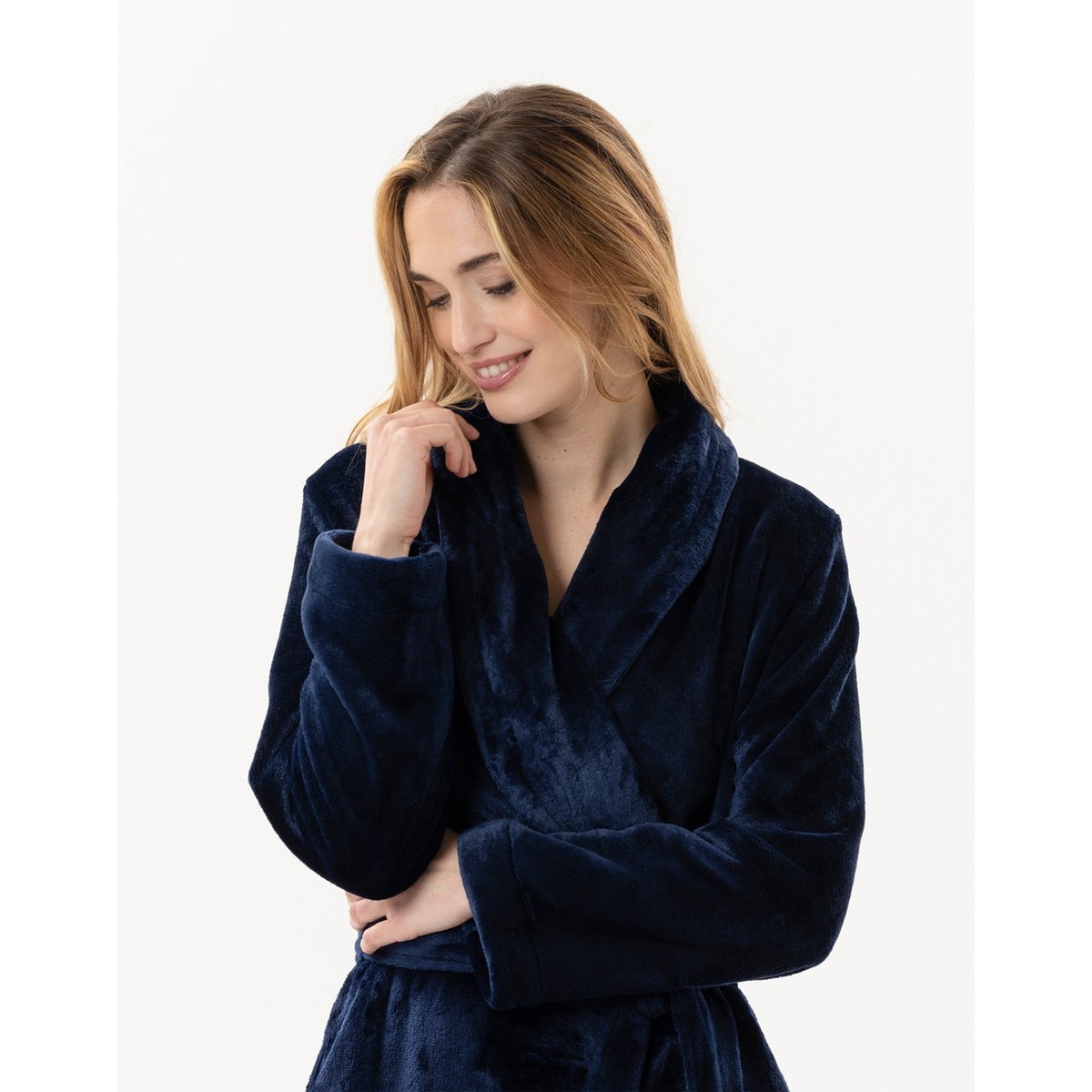Peignoir en peluche flanelle ESSENTIEL H61B bleu, LE CHAT