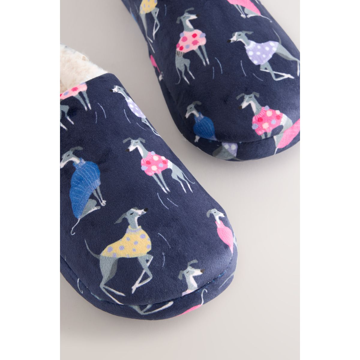 Chaussons mules imprimé chien bleu marine, NEXT