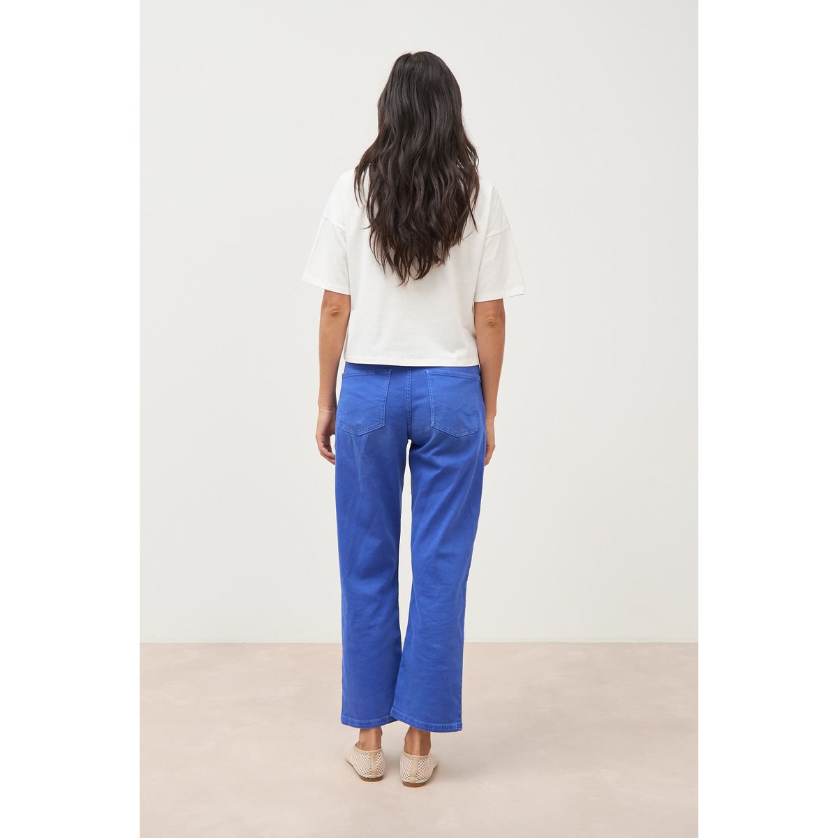 Pantalon straight taille haute bleu electrique, BONOBO