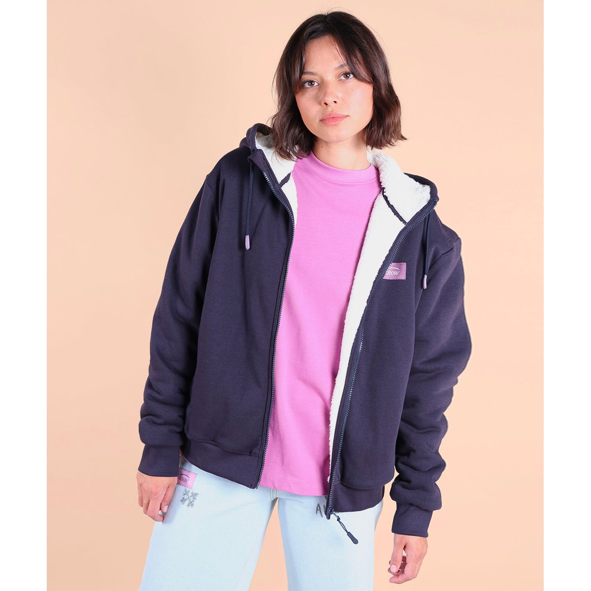 Sweat capuche doublé sherpa SWIPS deep marine, OXBOW