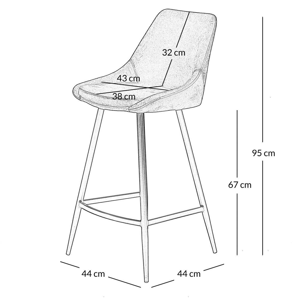 Chaise snack velours verte foncée gris clair, ZAGO