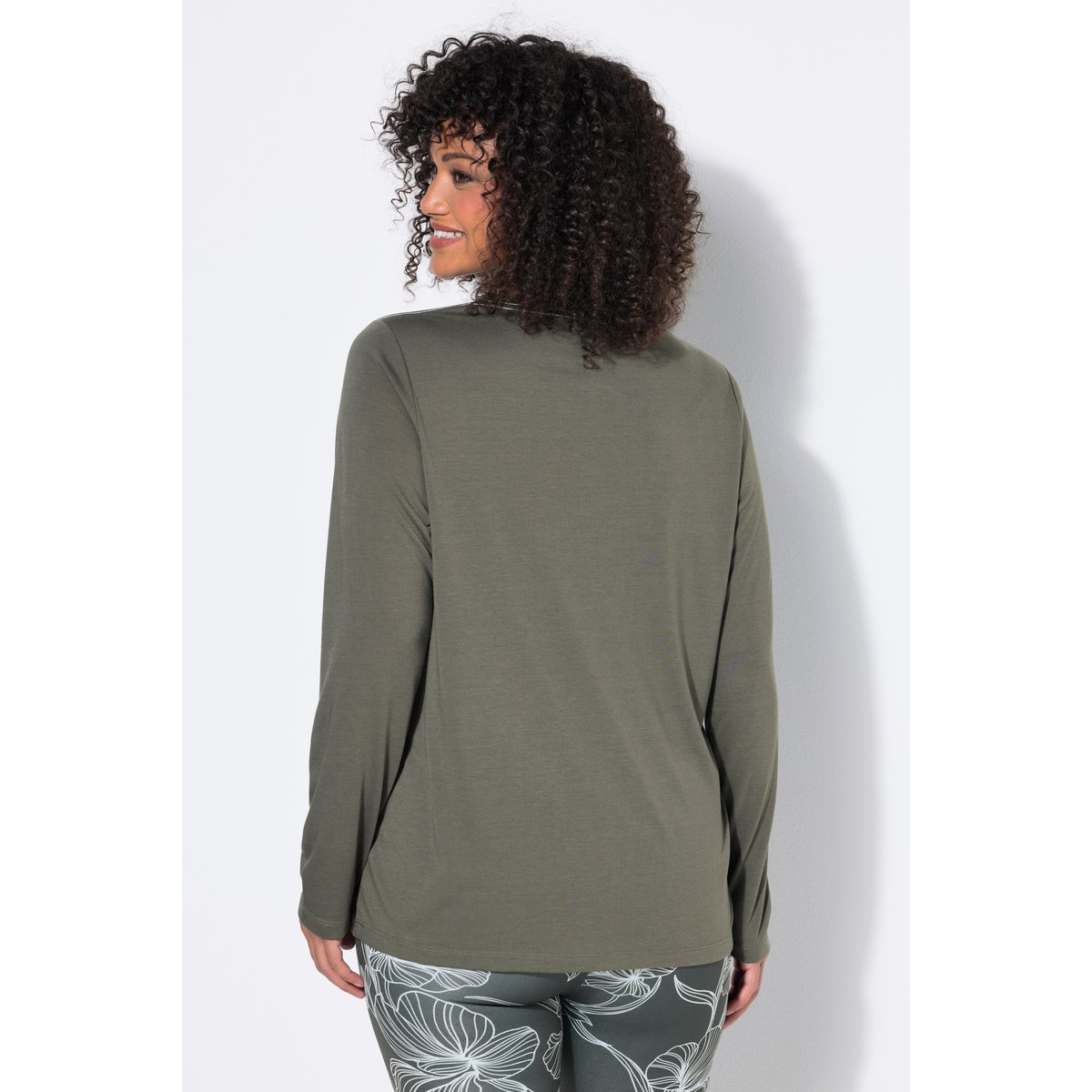 T-shirt technique antibactérien, col rond gris olive, ULLA POPKEN